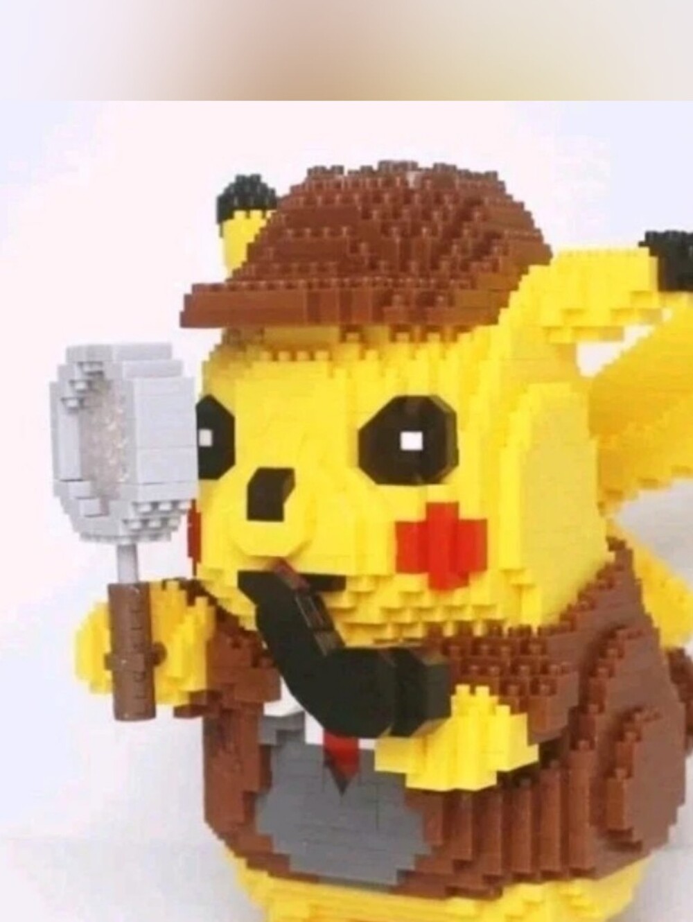 Yellow Detective Pikachu Inspired Micro Brick Figure